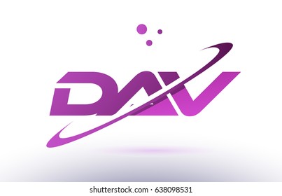 dav d a v  alphabet letter logo combination purple pink creative text dots company vector icon design template
