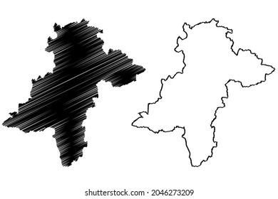 Davanagere district (Karnataka State, Republic of India, Bangalore Division) map vector illustration, scribble sketch Davanagere map