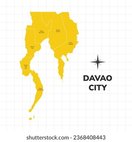 Davao City map illustration. Map of the city in the Philippines