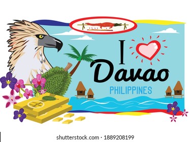 Davao City Philippines tourism concept. Editable Clip Art. 