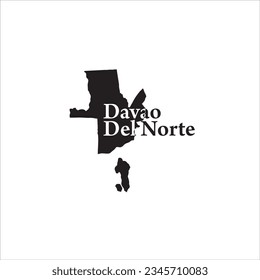 Karte von Davao Del Norte Philippinen und schwarzes Buchstabendesign auf weißem Hintergrund