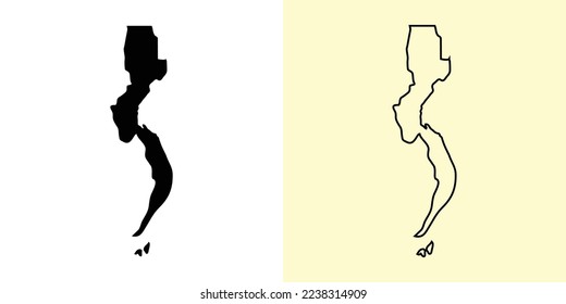 Davao del Sur map, Philippines, Asia. Filled and outline map designs. Vector illustration