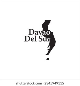 Davao Del Sur Philippines map and black lettering design on white background