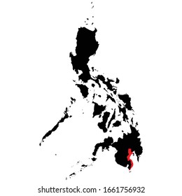 Davao Del Sur Province highlighted on Philippines map Vector EPS 10