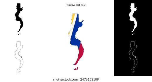 Davao del Sur province outline map set