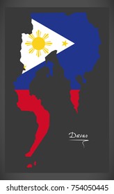 Davao map of the Philippines with Philippine national flag illustration