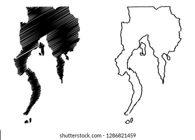 Davao Region (Regions and provinces of the Philippines, Republic of the Philippines) map vector illustration, scribble sketch Southern Mindanao (Region XI) map