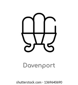 davenport vector line icon. Simple element illustration. davenport outline icon from furniture and household concept. Can be used for web and mobile