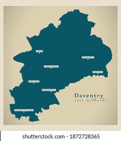 Daventry district map - England UK