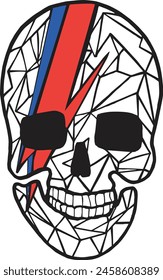 David Bowie skull lineart lightning