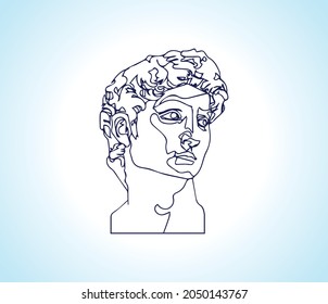 David Face Of Michelangelos Sculpture The Biblical Hero David Vintage Line Drawing Or Engraving Illustration