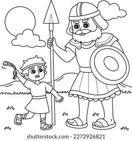 David and Goliath Coloring Page für Kinder