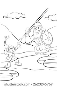 david and goliath coloring pages for kids.black and white color