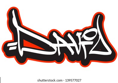 David Graffiti Font Style Name Hiphop Stock Vector Royalty Free