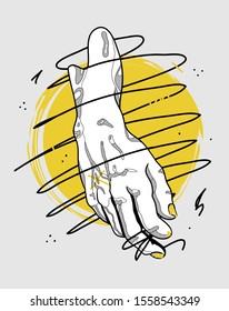 David hand sculpture. Vector illustration hand drawn. Creative geometric style.
