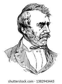 David Livingstone, 1813-1873, he was a Scottish Christian Congregationalist and pioneer medical missionary, vintage line drawing or engraving illustration