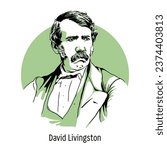 David Livingstone was a Scottish missionary, Congregationalist, and explorer of Africa. Vector illustration drawn by hand.