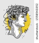 David sculpture. Vector illustration hand drawn. Creative geometric style.

