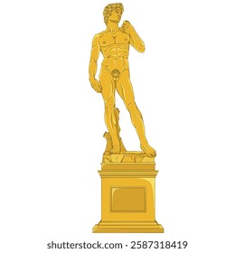 David with a Sling Biblical character, David Michelangelo statue on a marble base