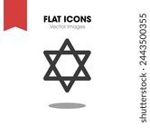 David star black glyph icon. Judaism symbol. Central symbol on Israeli flag. Magen David. Six-pointed geometric star. Hexagram figure. Silhouette symbol on white space. Vector isolated illustration
