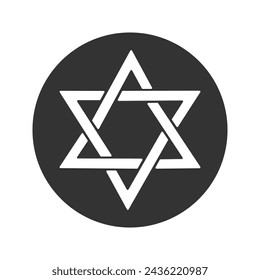 David star black glyph icon. Judaism symbol. Central symbol on Israeli flag. Magen David. Six-pointed geometric star. Hexagram figure. Silhouette symbol on white space. Vector isolated illustration