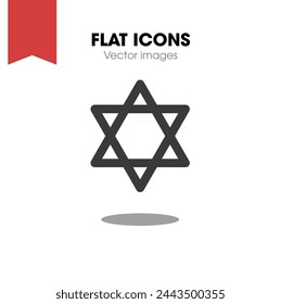 David star black glyph icon. Judaism symbol. Central symbol on Israeli flag. Magen David. Six-pointed geometric star. Hexagram figure. Silhouette symbol on white space. Vector isolated illustration
