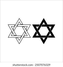 David star black glyph icon. Judaism symbol. Central symbol on Israeli flag. Magen David. Six-pointed geometric star. Hexagram figure. Silhouette symbol on white space. Vector isolated illustration