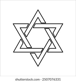 David star black glyph icon. Judaism symbol. Central symbol on Israeli flag. Magen David. Six-pointed geometric star. Hexagram figure. Silhouette symbol on white space. Vector isolated illustration