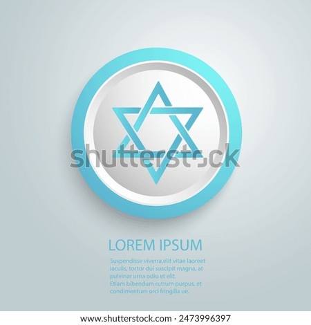 David star blue glyph icon. Judaism symbol. Central symbol on Israeli flag. Magen David. Six-pointed geometric star. Hexagram figure. Silhouette symbol on white space. Vector isolated illustration