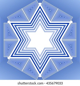 David star in blue and white design. Israel national symbol in outline design. 