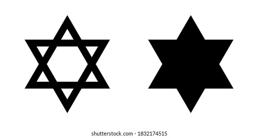 David star flat vector icons. Israel symbol of religion. Jerusalem judaism symbol. Biblical seal. Vector illustration eps10.