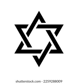 Icono estrella de David aislado en fondo blanco. Magen hexagram. Escudo hebreo. Señal judía para israel, judaísmo y hanukkah. Símbolo de shalom. Cartel de hashana. Vector.