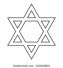 David star icon, israel symbol of religion judaism. Hexagram jerusalem symbol. Biblical flat seal