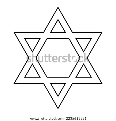 David star icon, israel symbol of religion judaism. Hexagram jerusalem symbol. Biblical flat seal