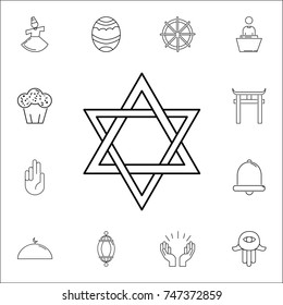 David star icon. Set of religion icons. Web Icons Premium quality graphic design. Signs, outline symbols collection, simple icons for websites, web design, mobile app. on white background