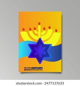 David star, Judaica poster concept. luxury template, menorah, Jewish symbol, traditional culture sign, geometric hexagram ornate