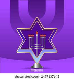 David star, Judaica poster concept. luxury template, menorah, Jewish symbol, traditional culture sign, geometric hexagram ornate