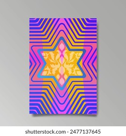 David star, Judaica poster concept. luxury template, menorah, Jewish symbol, traditional culture sign, geometric hexagram ornate