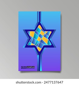 David star, Judaica poster concept. luxury template, menorah, Jewish symbol, traditional culture sign, geometric hexagram ornate