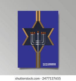 David star, Judaica poster concept. luxury template, menorah, Jewish symbol, traditional culture sign, geometric hexagram ornate