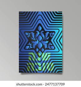 David star, Judaica poster concept. luxury template, menorah, Jewish symbol, traditional culture sign, geometric hexagram ornate