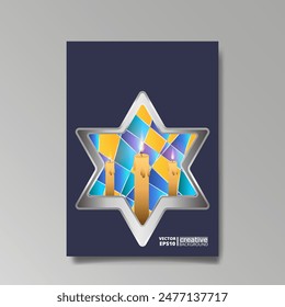 David star, Judaica poster concept. luxury template, menorah, Jewish symbol, traditional culture sign, geometric hexagram ornate