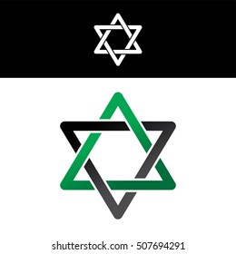 david star overlapped green black abstract floral concept logo logotype