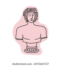 David statue bust linear style vector illustration