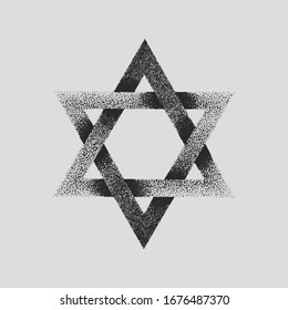 David's star hexagram black and white vector illustration