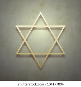 David's star vector on vintage background