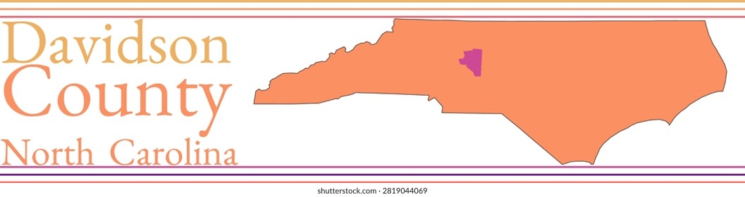 Davidson County North Carolina Highlighted on State Map