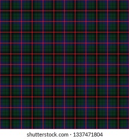 Davidson's modern tartan. Seamless pattern of a traditional Scottish tartan of Davidson's clan for fabric, kilts, skirts, plaids. Frequent, small weaving.