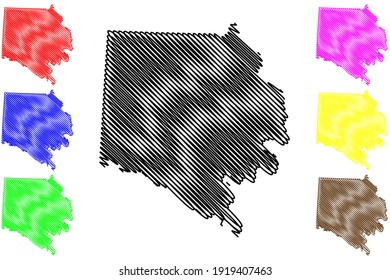 Davie County, North Carolina State (U.S. county, United States of America) map vector illustration, scribble sketch Davie map