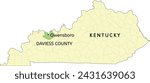 Daviess County and city of Owensboro location on Kentucky state map